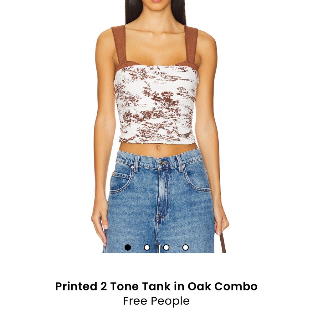 Free People Printed 2 Tone Tank in Oak Combo